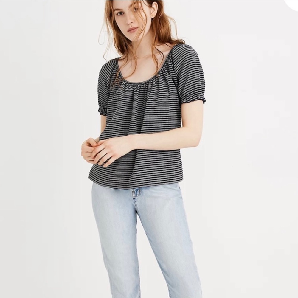 Madewell Texture and Thread Striped Peasant Top